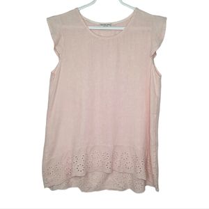 Terzo Millennio Pale Pink Linen Tunic Blouse Top Made in Italy Womens Size Small